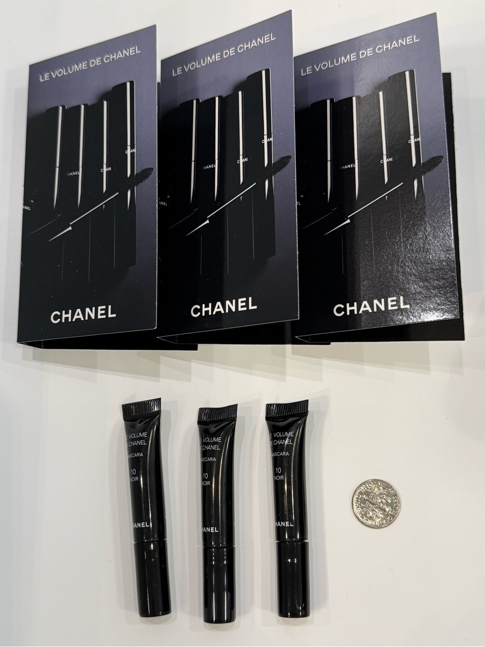 Lot Of 3 CHANEL Le Volume De Chanel Mascara Samples #10 NOIR Black 1g/.03oz EACH